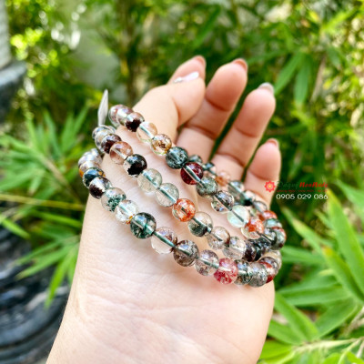 Chuỗi vòng tay đá thạch anh ưu linh 6.5ly quấn 3 vòng