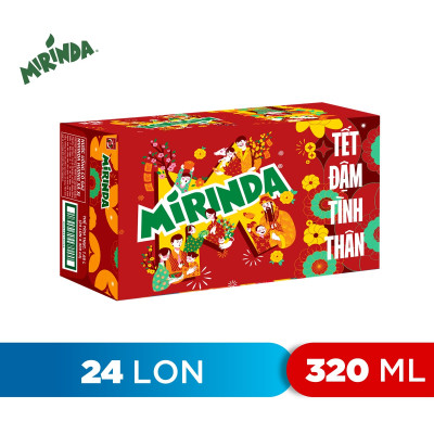 Thùng 24 Lon Nước Ngọt Có Gas Mirinda Xá Xị (320ml/Lon)