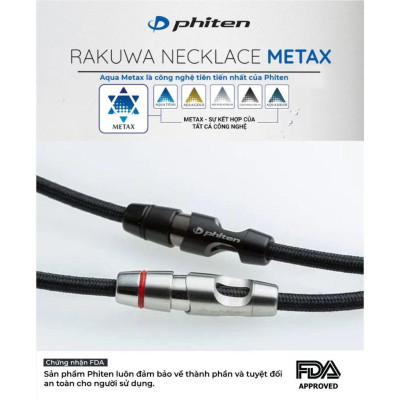 Vòng cổ Phiten Metax Rakuwa necklace leash model II 50cm TG880053/TG880153