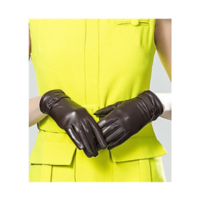 Găng tay nữ da cừu lót lông ấm BHY8714 Cản gió, giữ ấm tốt, thoải mái lái xe