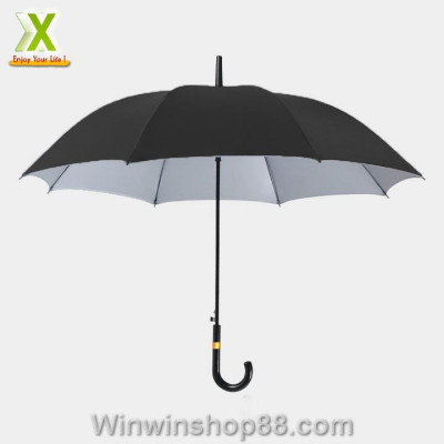 Ô dù đen trơn cán dài viền vàng 1m - Winz.vn