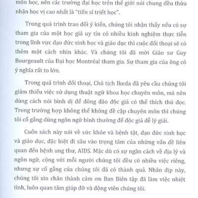 Đối Thoại Về Sức Khỏe Và Cuộc Sống, Đạo Đức Và Giáo Dục