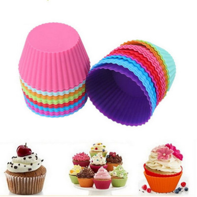 Bộ 10 khuôn silicon 3 lớp làm bánh, rau câu, bánh bông lan, bánh da lợn hình tròn Cupcake – Mã số 1133