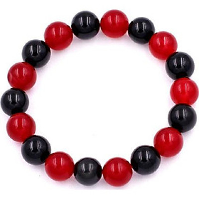 Vòng tay chuỗi hạt đá thạch anh đỏ đen 10 ly 18 hạt