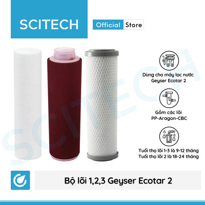 Bộ lõi thay thế máy lọc nước Nano Geyser Ecotar by Scitech (Tặng kèm lõi tiền lọc) - Hàng chính hãng