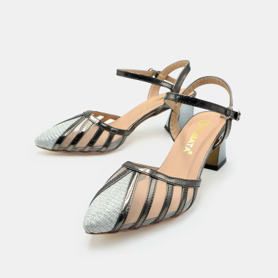 Giày cao gót nữ đẹp đế vuông 6 phân hàng hiệu rosata hai màu chì đồng thời trang cao cấp ro526