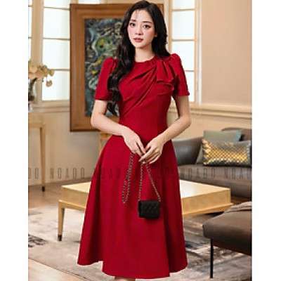 Đầm đỏ xoắn vai NGADO , đầm dự tiệc , đầm công sở