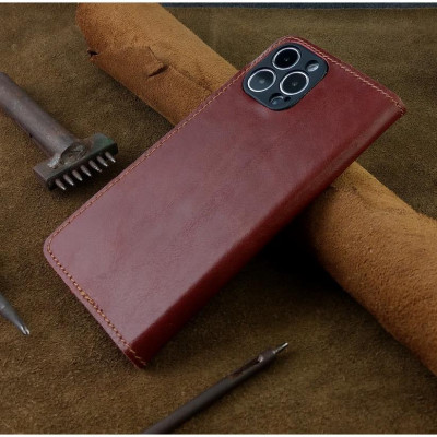 Bao da cho Iphone 14 pro max Handmade Da Bò Thật