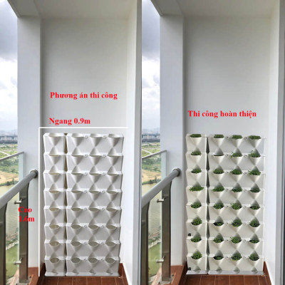 Chậu Trồng Cây Đứng kèm Hệ Thống Tưới Nhỏ Giọt  và bón Phân Cho Cây (Hàng Nhập Khẩu - Combo 8 Module)