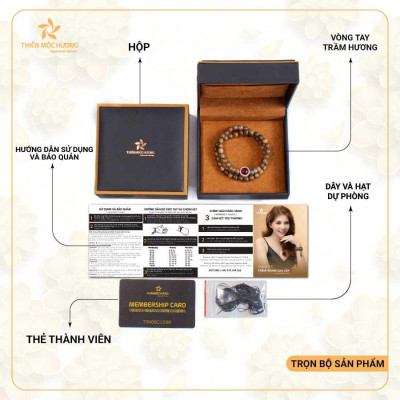 Vòng tay Trầm Hương tự nhiên Bảo Mệnh Trầm  thơm dịu nhẹ
