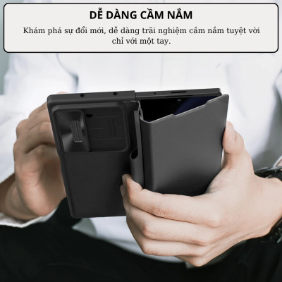 Case bao da chống sốc cho Samsung Galaxy Z Fold 6 trang bị nắp bảo vệ Camera và ngăn đựng S-Pen và khe nhét thẻ card hiệu Nillkin Qin Pro (chất liệu da cao cấp, thiết kế thời trang cá tính) - Hàng nhập khẩu