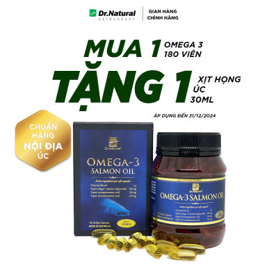 Viên Uống Dầu Cá Hồi Úc Dr Natural Omega 3 Salmon Oil 180 Viên | Tốt Cho Mắt, Não, Tìm, Giảm Nguy Cơ Xơ Vữa Động Mạch - Hàng Chính Hãng
