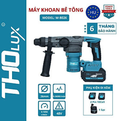 Máy khoan bê tông dùng pin Tholux M-8026, 2 chức năng, công suất lớn, lõi đồng 100%