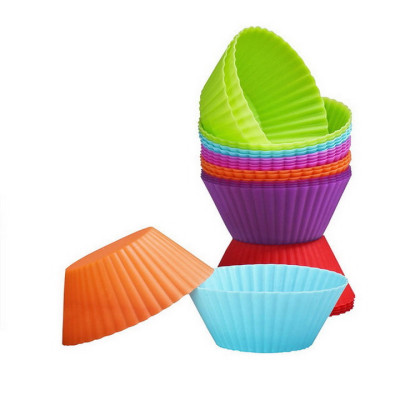 Bộ 10 khuôn silicon 3 lớp làm bánh, rau câu, bánh bông lan, bánh da lợn hình tròn Cupcake – Mã số 1133