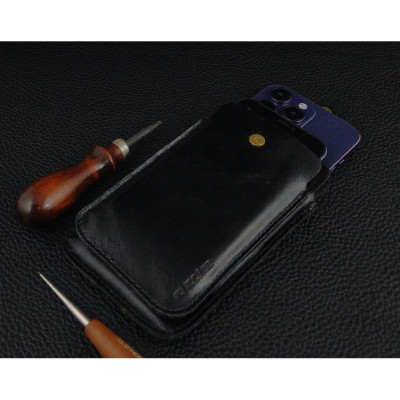 Bao da để 2 điện thoại cho Iphone 12 pro max, 13 pro max, 14 pro max da bò thật