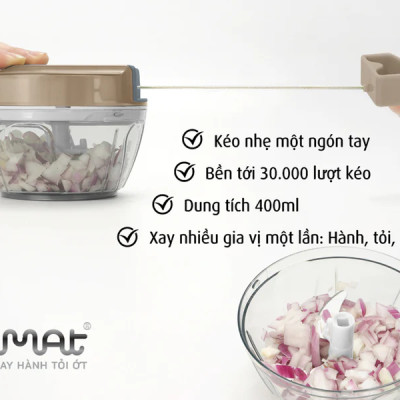 Cối xay tỏi ớt gia vị kéo tay iMat. Cối bằng nhựa Tritan trong suốt an toàn, lưỡi xay 3 tầng sắc bén Chưa có đánh giá