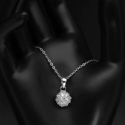 Dây Và Mặt Dây Chuyền Bạc Hiểu Minh DMD087T hình cầu đá trắng