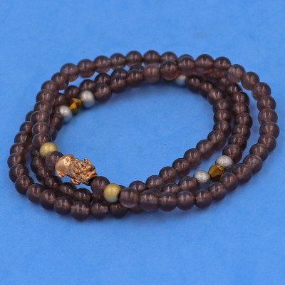 [Mệnh Kim, Thổ] Bộ Vòng Chuỗi, Tràng Hạt 108 Hạt 6 Ly Đá Vân Rồng Nâu Charm Tỳ Hưu Inox - Tràng Chuỗi Niệm Phật - An Yên - Thịnh Vượng - May Mắn - Tài Lộc - Bình An - Phong thủy 868