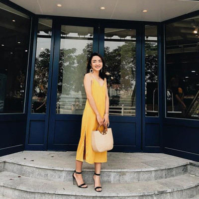 Váy liền nữ hai dây lụa 2NDDATE ADR044Y