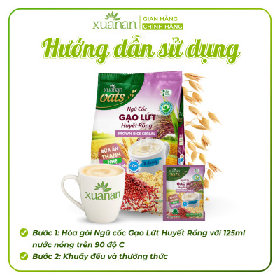 Combo 11 Túi Ngũ Cốc Gạo Lứt Huyết Rồng Xuân An [ít đường] 400G {25g*16 gói}(Tặng Kèm 11 Túi Yến Mạch 150G)