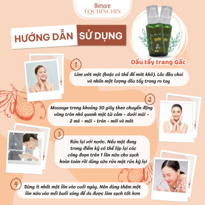 Dầu tẩy trang Gấc Bimore sạch sâu ngừa mụn thâm sáng hồng da _120ML