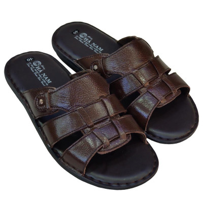 Dép Nam Quai Ngang Da Bò Thật TiTi ĐÔ Cao Cấp DNA2118d