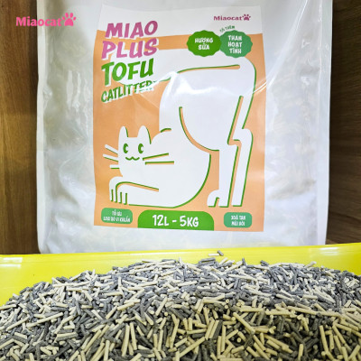 Cát vệ sinh đậu nành Miao Plus 12L có thêm than hoạt tính - Miaocat