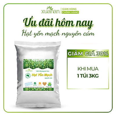 Hạt Yến Mạch Nguyên Cám Úc Xuân An [ko đường] Túi 3Kg (100% Australian Wholegrain Oats) (Giảm 30%)