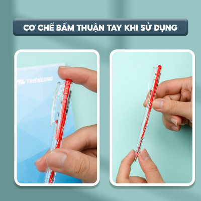 Combo 5/10/20 Bút bi Thiên Long TL-089 ngòi 0.5mm mực xanh đỏ đen dạng bấm cò nơi cầm tay có tiết diện tam giác vừa vặn với tay