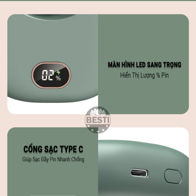 Quạt Mini Tích Điện Đeo Cổ Thời Trang Besti Y01,  3 Tốc Độ Gió Siêu Mát, Chạy Siêu Êm, Dung Lượng Pin 2000mAh, Phù Hợp Khi Chạy Bộ, Đi Du Lịch , Văn Phòng, Đi Chơi- Hàng Chính Hãng