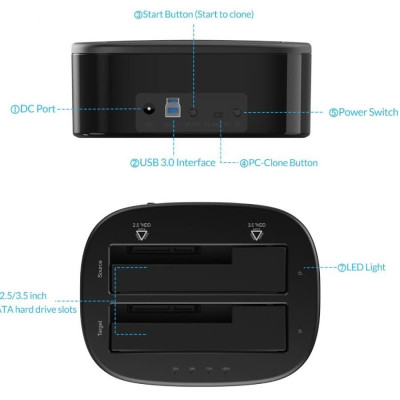 Đế ổ cứng (Docking) Orico 2 khe cắm - Hàng Chính Hãng