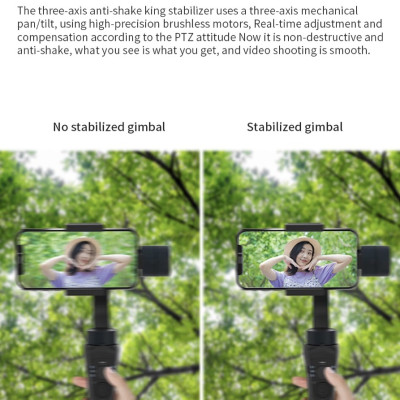 Gậy chống rung Wiwu 3-Axis Stabilized Gimbal S5B cho điện thoại thông minh dưới 6 inch, hỗ trợ chụp toàn cảnh 180 độ/ 330 độ - Hàng chính hãng