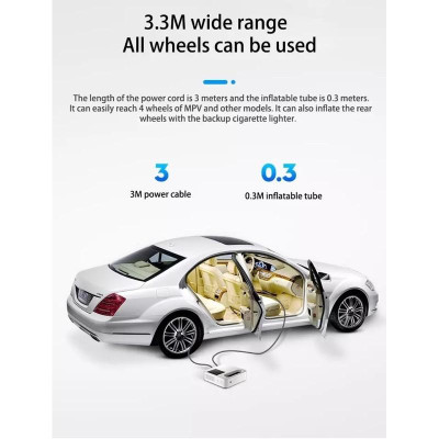 Bơm lốp xe điện tự động ngắt khi bơm đầy, điện áp 12V. Bơm Không Khí Mini Máy Bơm Hơi Lốp Xe Tự Động