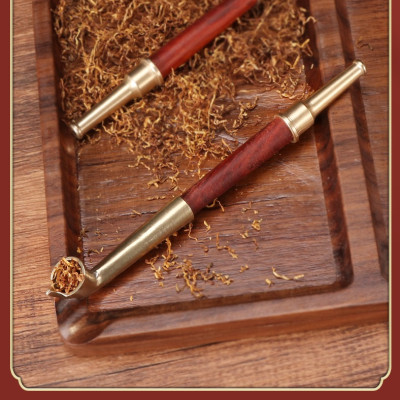 tẩu thuốc gỗ hương gắn sợi bọc hợp kim đồng