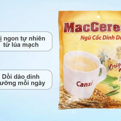 Combo 3 Túi Ngũ cốc dinh dưỡng MacCereal bịch 560g (20 gói x 28g) thơm ngon dễ uống tiện lợi