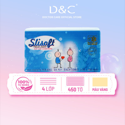 Giấy ăn Slisoft Vàng tự nhiên đa năng,khăn giấy rút thân thiện môi trường không chất tẩy trắng an toàn cho cả gia đình