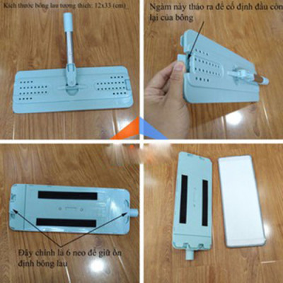 Combo 2 Bông Lau Nhà Thay Thế Cho Bộ Lau Nhà Tự Vắt 2 Ngăn Kích Thước 32 x12cm