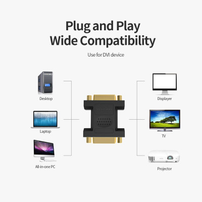 VENTION DVI Male to Female Adapter DVI24+5 Male to Female HD 1080P Converter Gold-plated Interface PVC Exterior