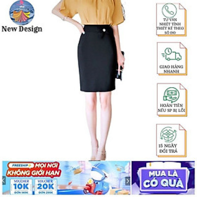 Chân Váy Nữ New Design Thiết Kế Dáng Váy Bút Chì Ôm Body Phối Nơ Xinh Đẹp, Màu Đen, Dài 50cm Vải Kaki Thun Co Giãn CV0014