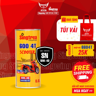 Dầu nhớt xe máy Singtrea 600 SCOOTER 4T 10W-40 SN/MB  0.8L dành cho xe tay ga