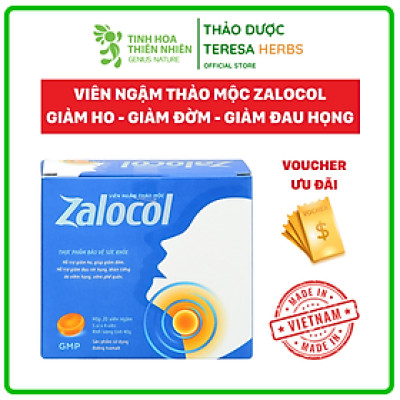 Viên ngậm thảo mộc Zalocol hỗ trợ giảm ho, giảm đờm hộp 5 vỉ x 4 viên