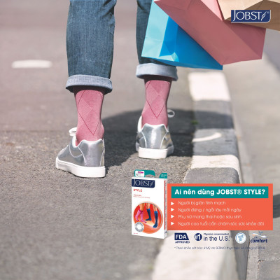 Vớ Y Khoa JOBST Style - Vớ gối, Màu Xanh Navy - Xám - Hồng, Kín Ngón, Áp Lực 20-30mmHg, 2 Chiếc (Tất Y Khoa)