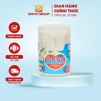Tăm Bông Vệ Sinh NOVA Hộp Vát Size M – Combo Lố 12 Hộp x 160 Que (TB01-017), Đầu Bông Mịn, Không Rụng Sợi