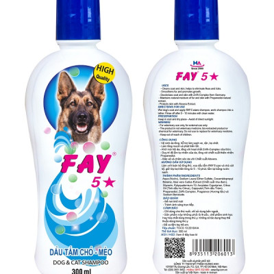 300ml - SỮA TẮM FAY 5 SAO - MƯỢT LÔNG, KHỬ MÙI, DƯỠNG DA, HẠN CHẾ KÍCH ỨNG, SẠCH VE RẬN, BỌ CHÉT CHO CHÓ MÈO