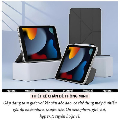 Bao da Cho IPAD Gen 11 A16 2025 / Gen 10 hiệu Mutural Clear Pro - Lưng PC trong suốt , viền TPU, Có Khay Đựng Bút, Bao Da Thông Minh, tự động tắt mở màn hình - Hàng nhập khẩu