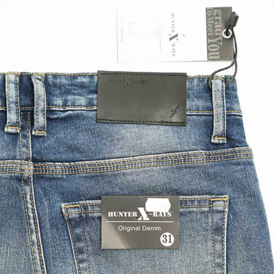Quần Jeans Nam Cao Cấp HUNTER X-RAYS Form Slimfit Thun Màu Xanh Phủ Dơ NhẹD33