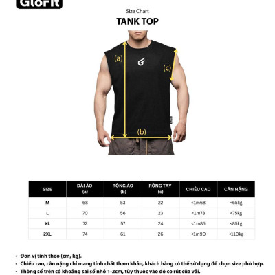 Áo Tanktop Glofit G-Pro Cotton 2 Chiều Co Giãn, Thể Thao, Thời Trang, Thoáng Mát, Thấm Hút Tốt