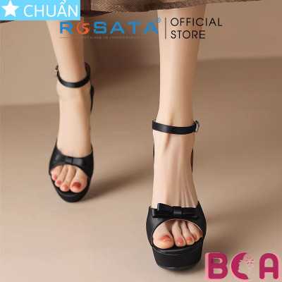 Giày cao gót nữ hở mũi 8p RO660 ROSATA tại BCASHOP đính nơ xinh xắn và thời trang, điệu đà với bề mặt vải cao cấp