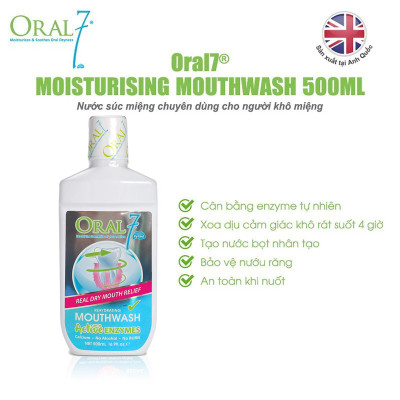 Nước súc miệng giữ ẩm Oral7 Moisturising Mouthwash 500ml - Nhập khẩu từ Anh Quốc