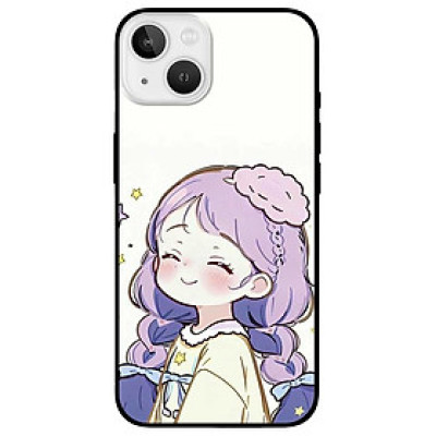 Ốp lưng cho iPhone 12 - iPhone 12 Pro - 12 Pro Max - 13 Mini - iPhone 13 - 13 Pro - 13 Pro Max - Cô Gái Tóc Tím - Hàng Chính Hãng
